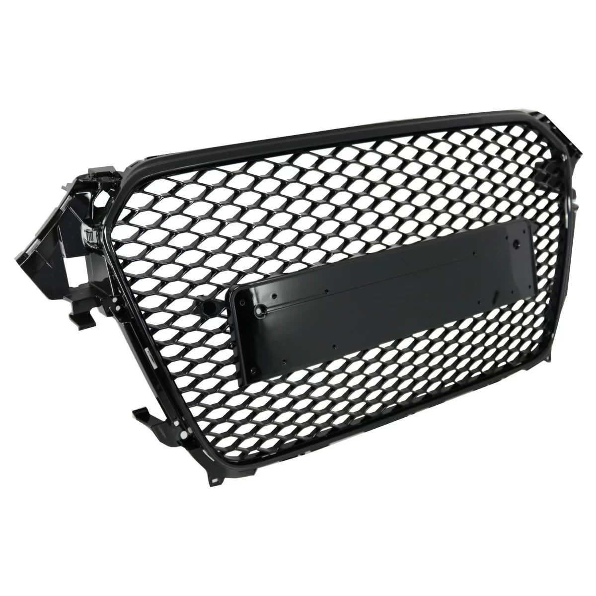 Badgeless Front Grille suitable for Audi A4 B8 Facelift (2012-2015) RS Design Honeycomb Piano Black With PDC Covers – product