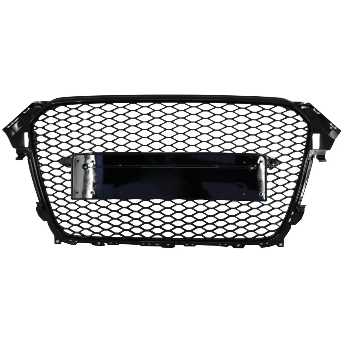 Badgeless Front Grille suitable for Audi A4 B8 Facelift (2012-2015) RS Design Honeycomb Piano Black With PDC Covers – product