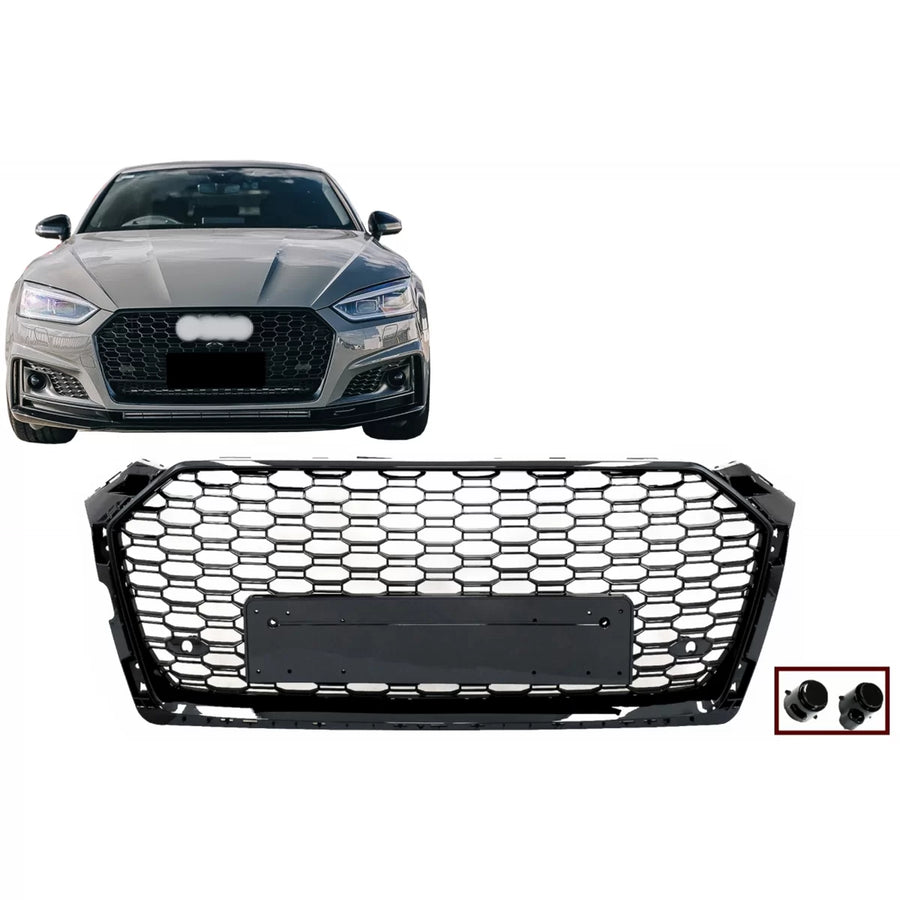 Badgeless Front Grille suitable for Audi A5 F5 (2017-2019) RS Design Piano Black – product image 1