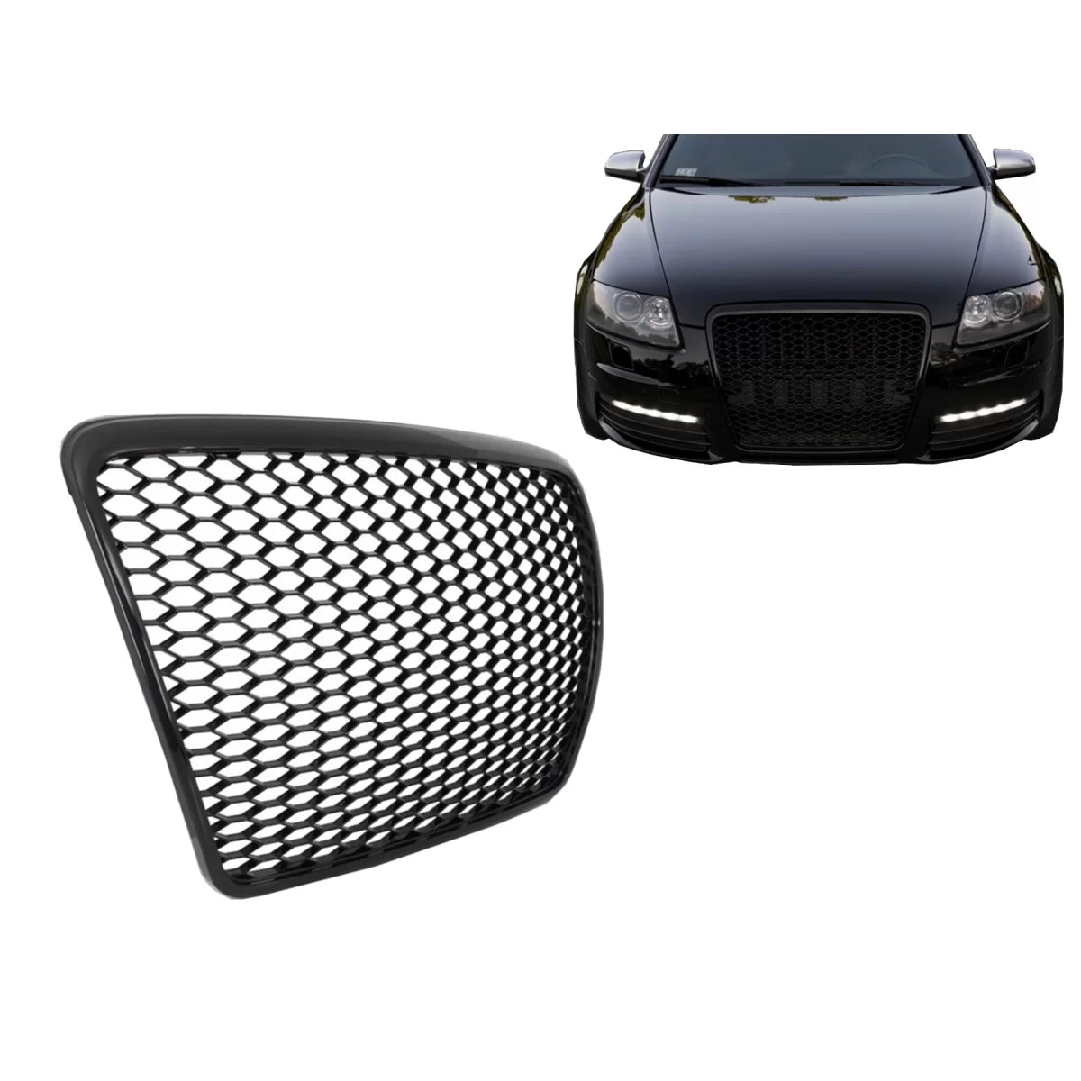 Badgeless Front Grille suitable for Audi A6 4F 4F2 C6 (2004-2011) RS Design Black – product image 1