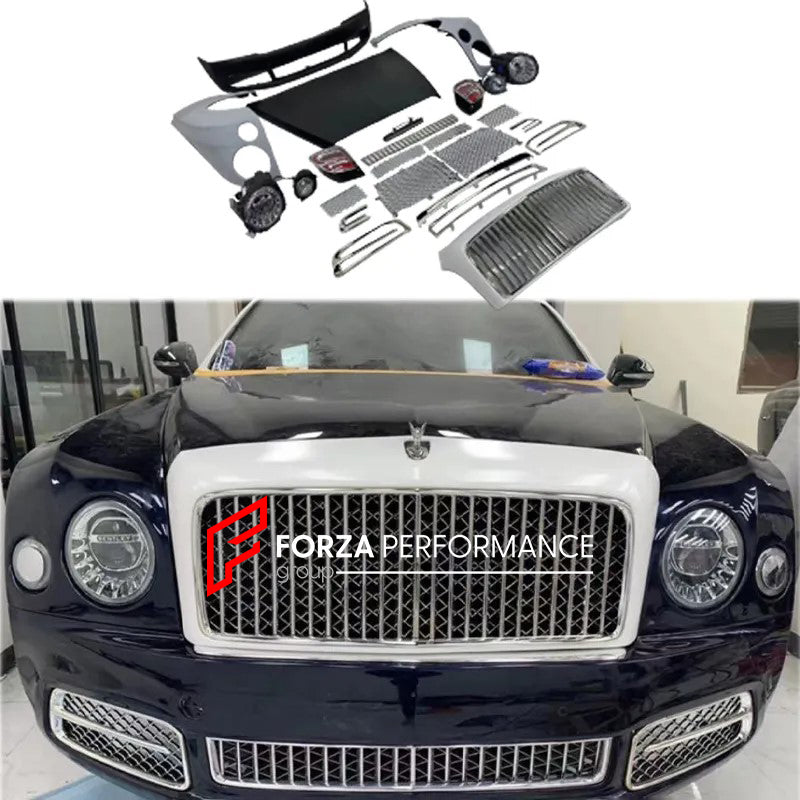 Buy Now CONVERSION BODY KIT for BENTLEY MULSANNE 2009 - 2016 to FACELIFT 2017 - 2020 and upgrade car parts from SIR Tuning at the Best Price. Headlights, Tail lights, Bodykits, Navigations, body kit and more - Fast & Free Shipping within Europe, US & Worldwide.