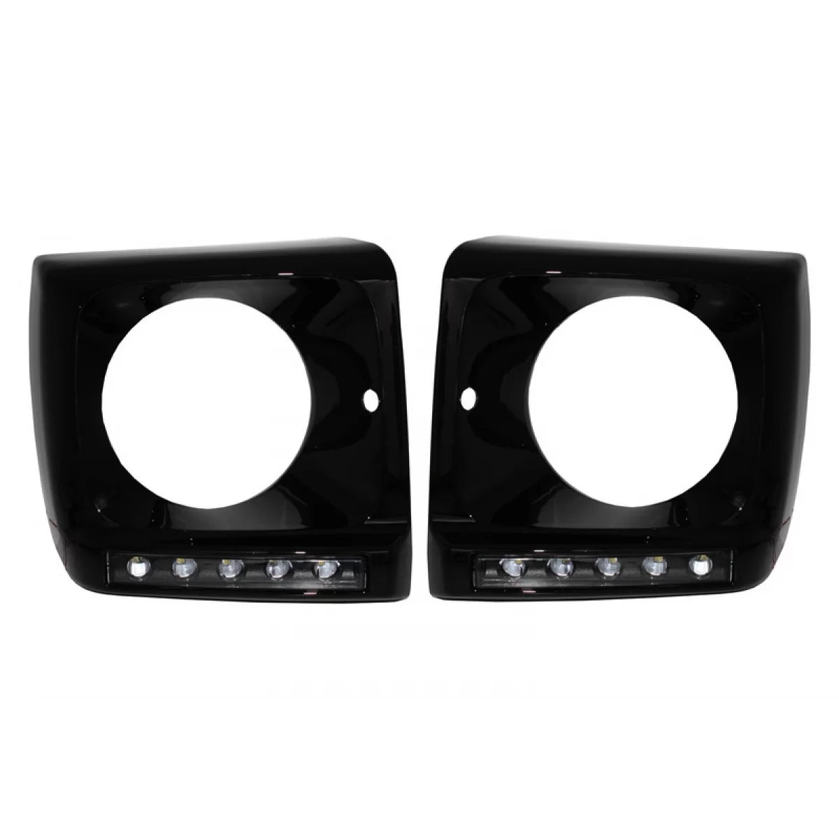 Black Headlights Covers with LED DRL Black Daytime Running Lights suitable for Mercedes G-Class W463 (1989-2012) G65 Design –
