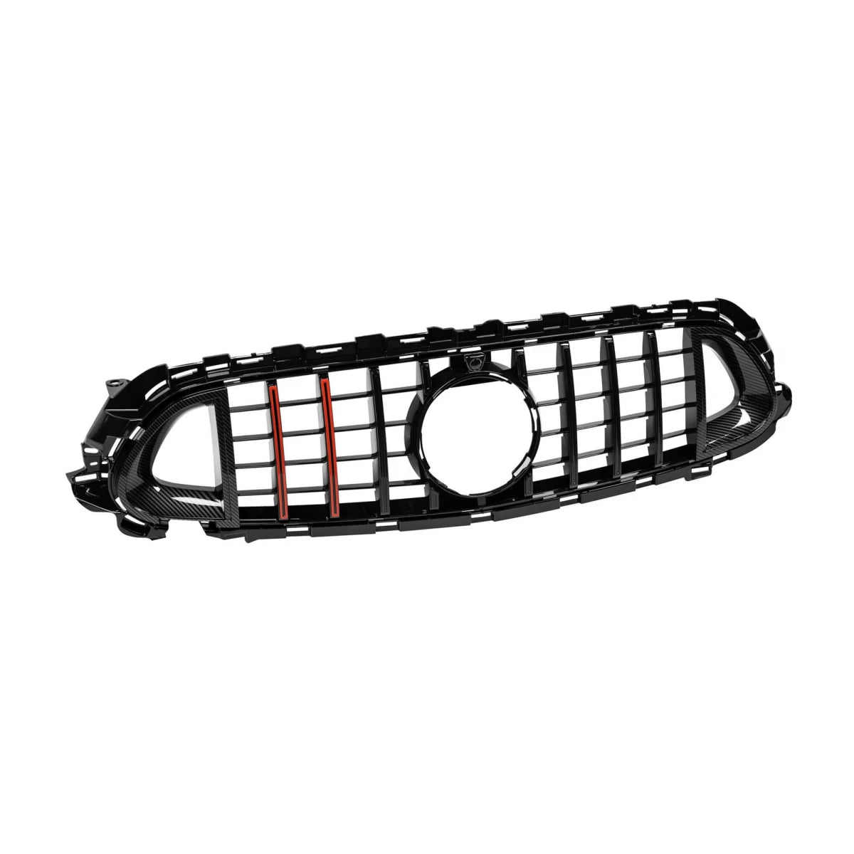 Black lacquer grille type Brabus with red lines suitable for Mercedes E-Class W213 sedan, S213 estate after 2020 with opening