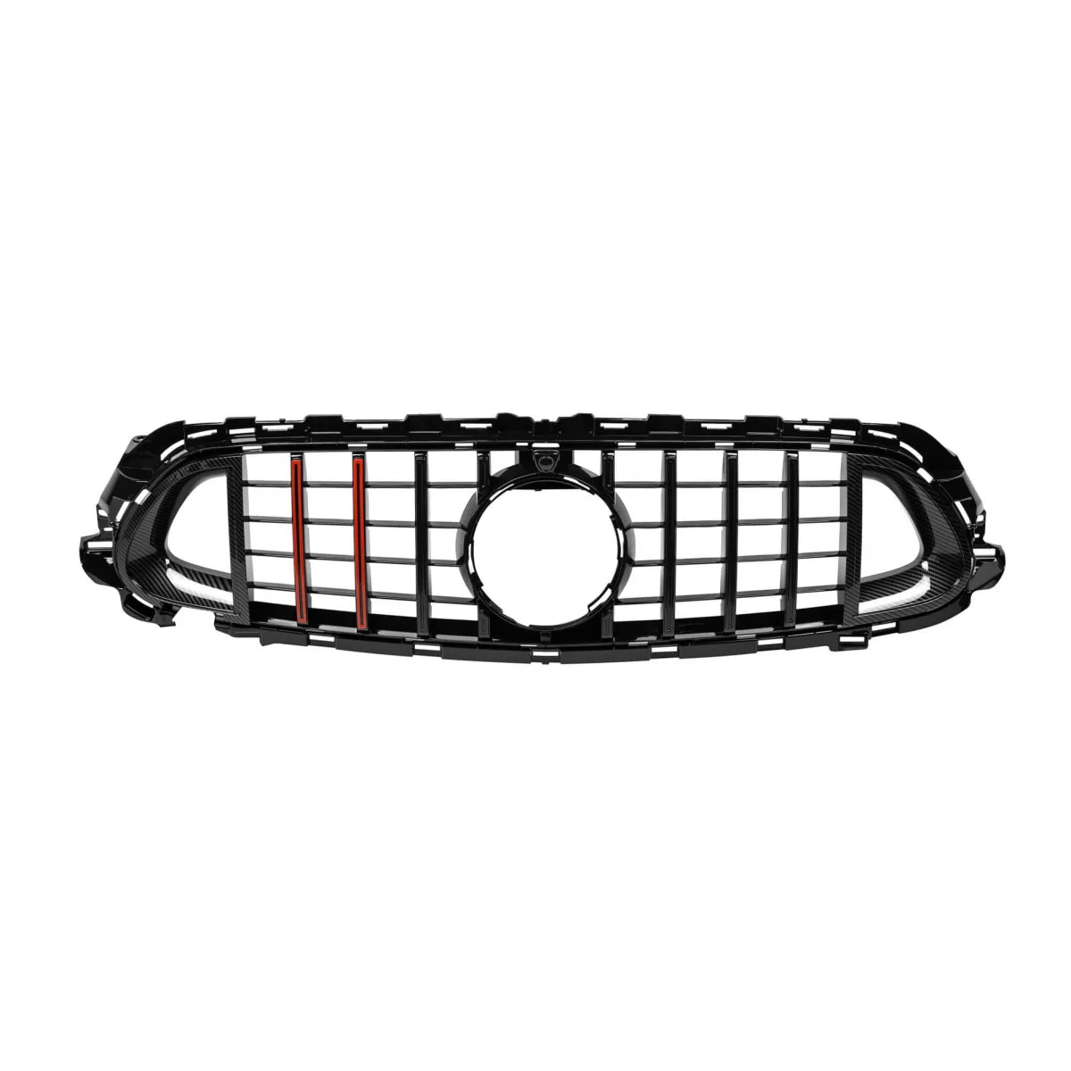 Black lacquer grille type Brabus with red lines suitable for Mercedes E-Class W213 sedan, S213 estate after 2020 with opening