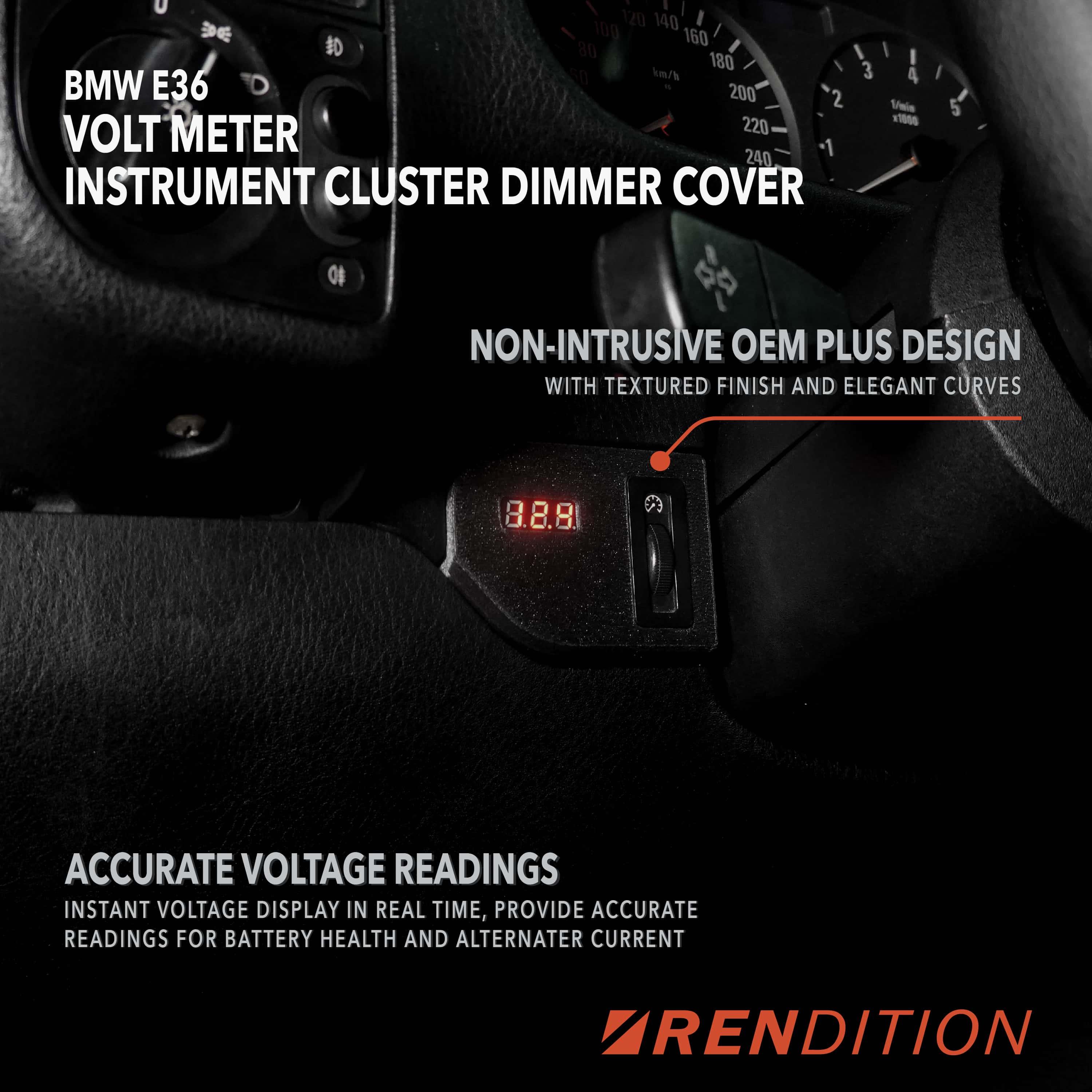 BMW E36 Instrument Cluster Dimmer Cover + Volt Meter