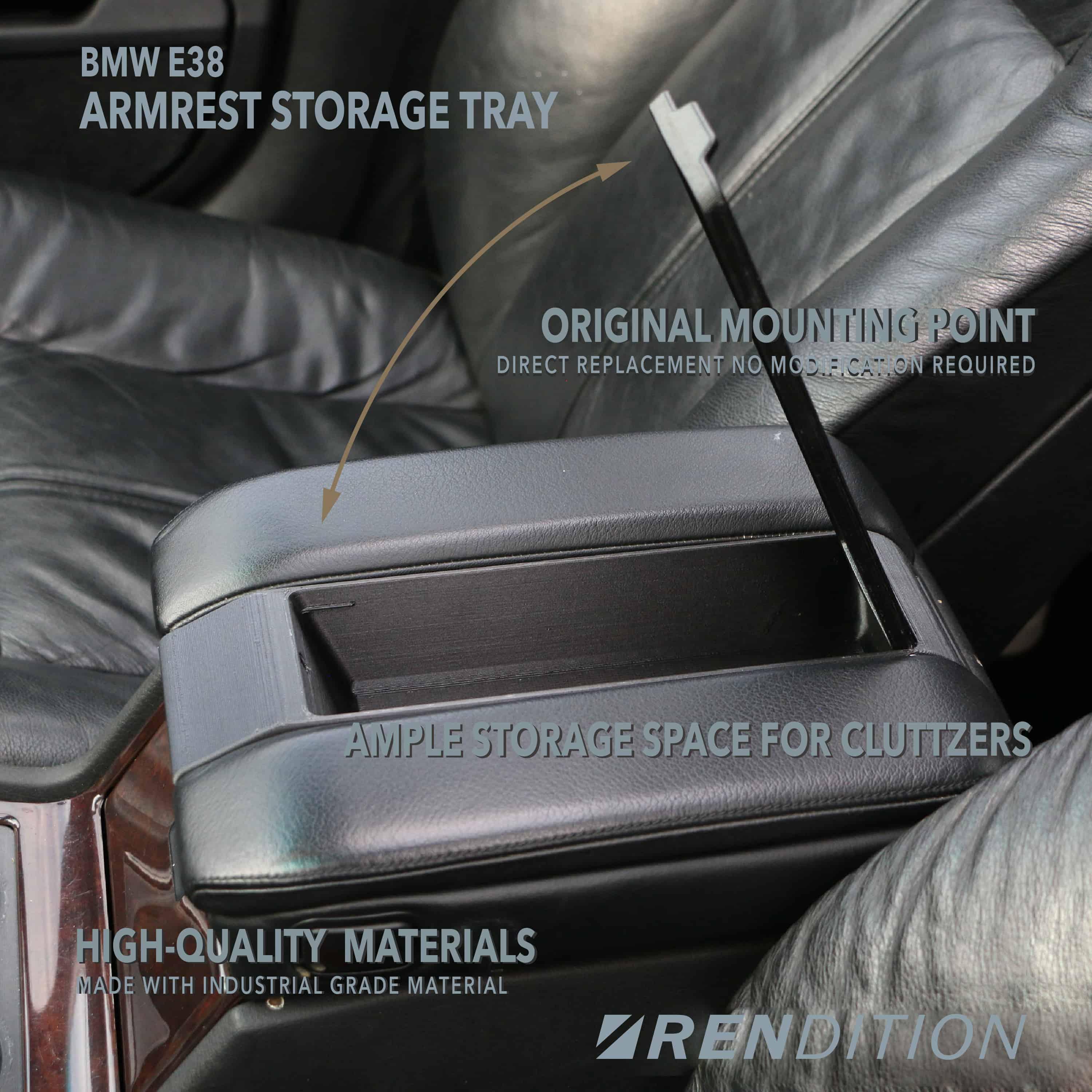 BMW E38 ARMREST STORAGE TRAY V2.1 / STOAGE BOX / E38 PHONE REPLACEMENT