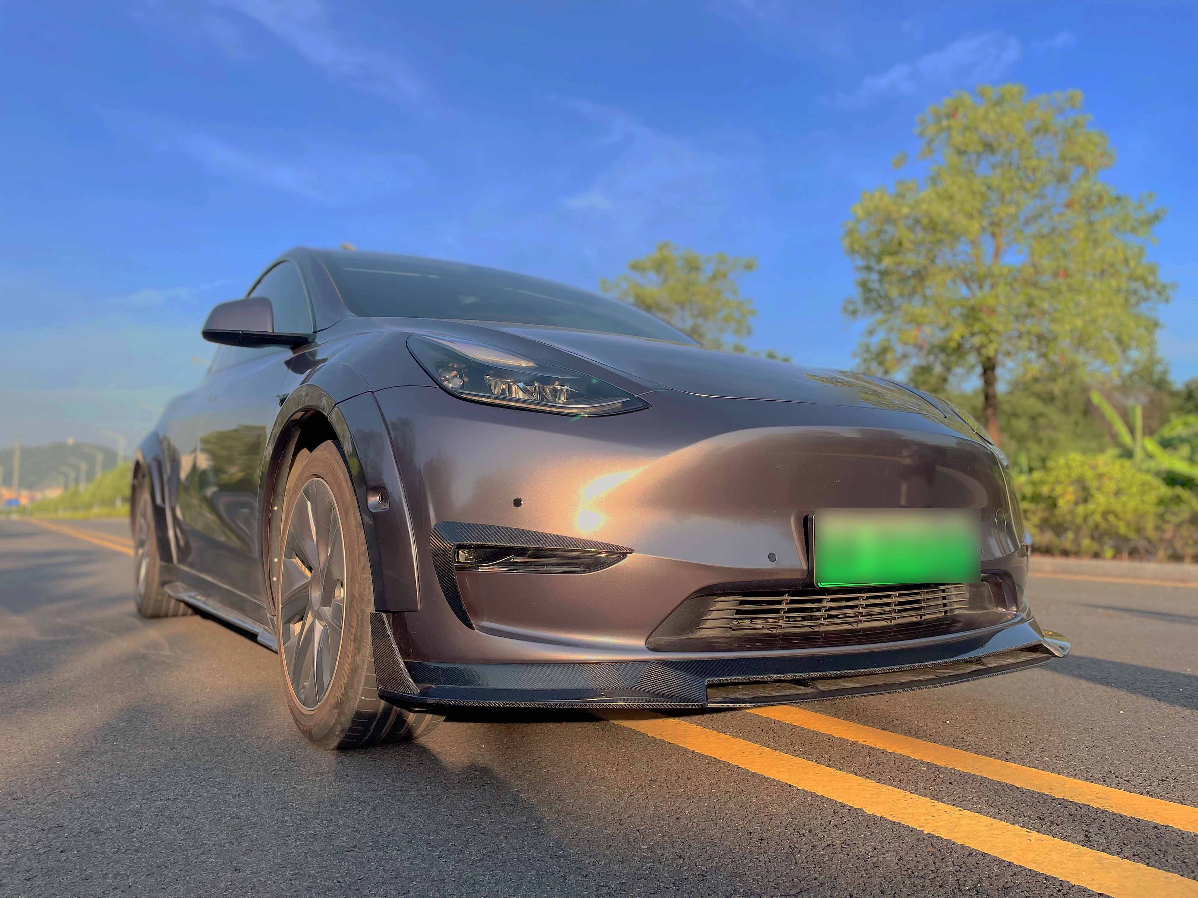 CARBON FIBER BODY KIT for TESLA Model Y 2020+ FRONT LIP REAR DIFFUSER SIDE SKIRTS SPOILER