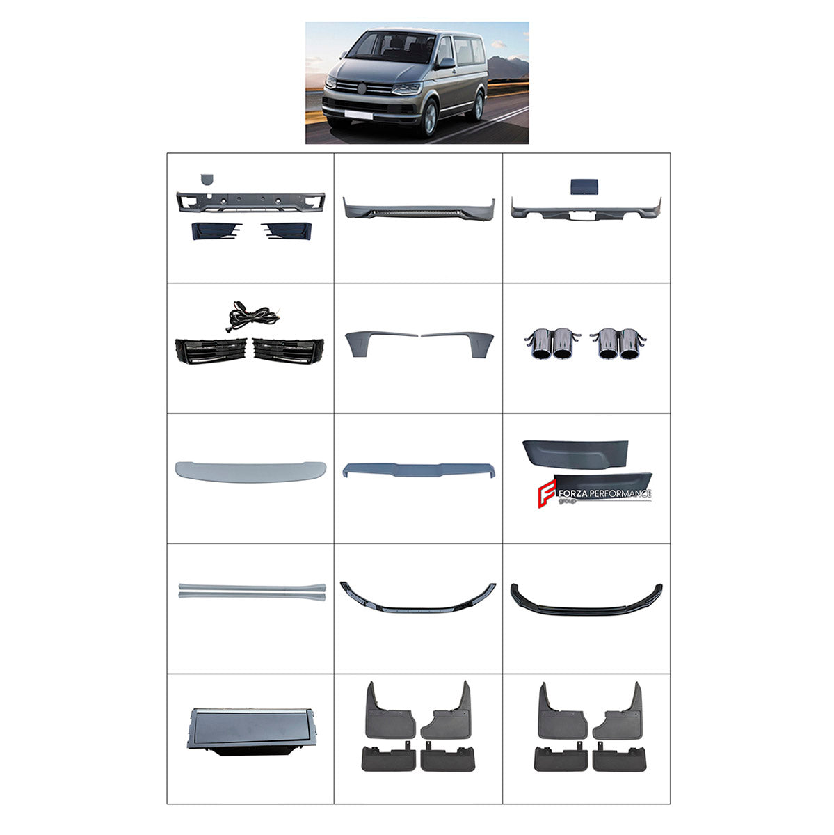 BODY KIT for VOLKSWAGEN CARAVELLE T6 2015 - 2019
