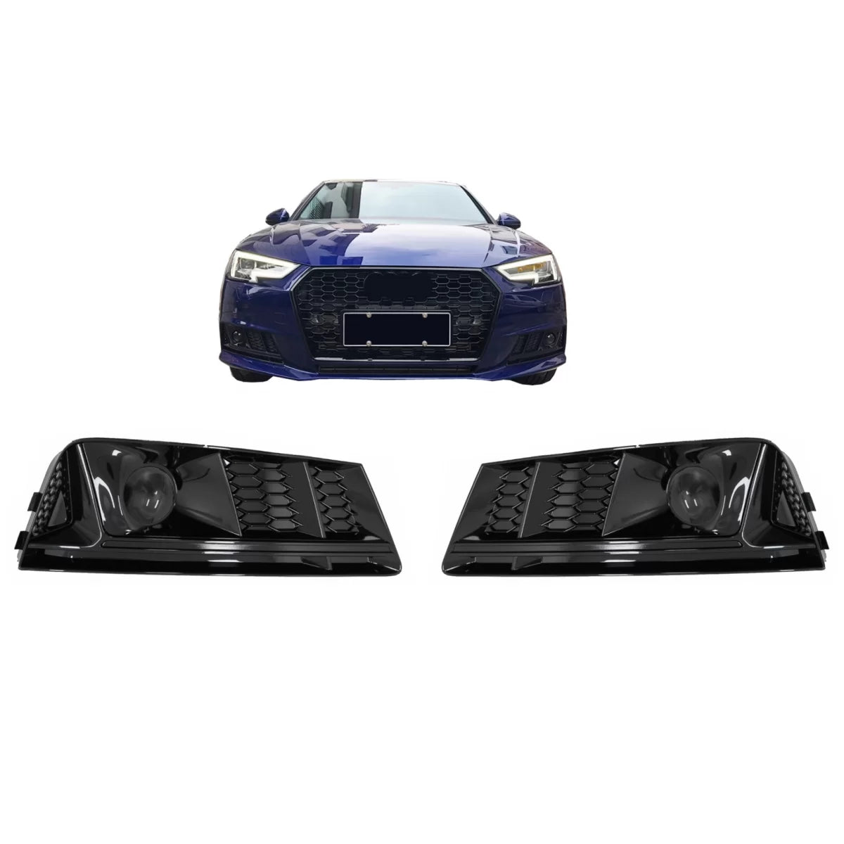 Bumper Lower Grille ACC Covers Side Grilles suitable for Audi A4 B9 Sedan Avant (2016-2018) RS4 Design Black Edition – produc