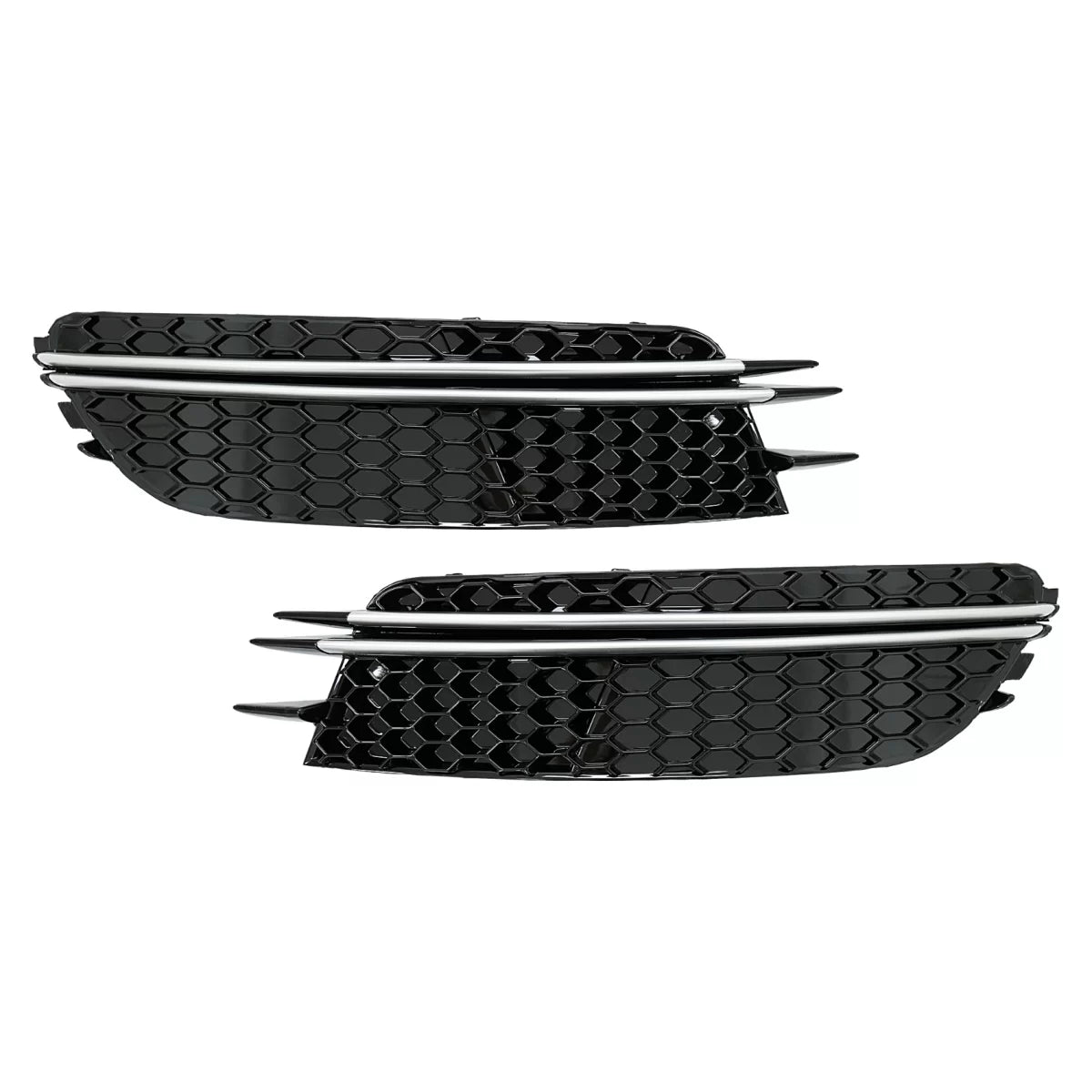 Bumper Side Grilles Covers suitable for Audi A6 C7 4G (2012-2015) RS Design Black with Brushed Aluminium Insertions – product