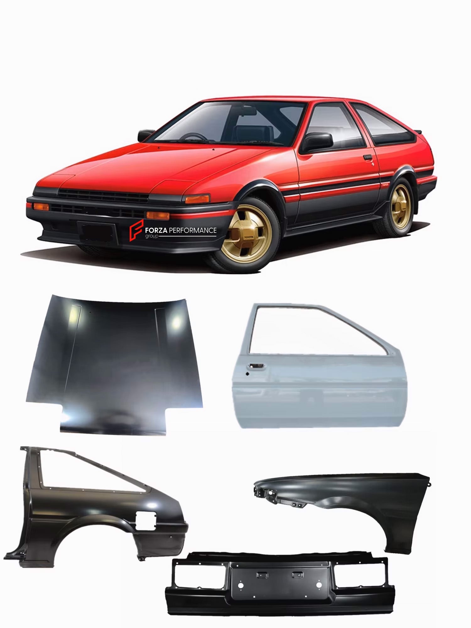 CAR BODY SHELL for TOYOTA AE86 TRUENO AE85 LEVIN 1983 - 1987