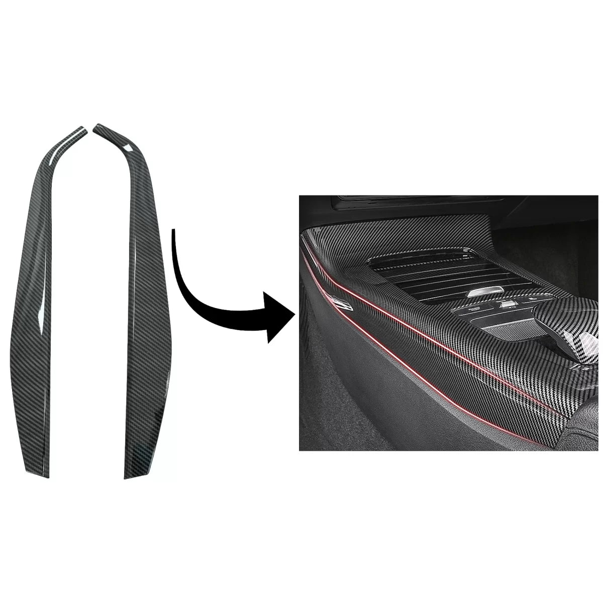 Car Center Console Panel Side Decorative Trim Cover Suitable for Mercedes A-Class W177 V177 (2018-Up) Carbon – product image 
