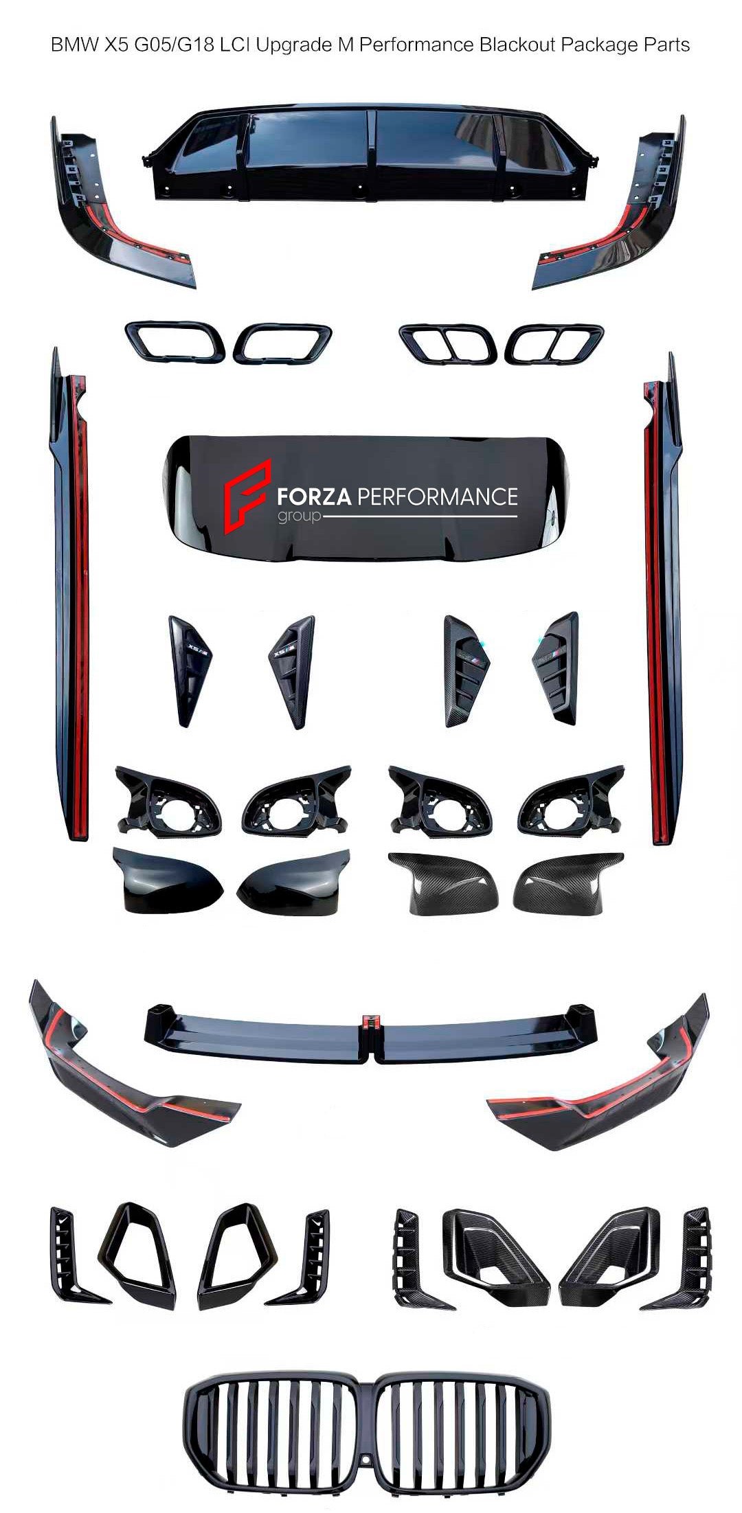BODY KIT for BMW X5 G05 G18 LCI 2023+ M PERFORMANCE BLACKOUT PACKAGE
