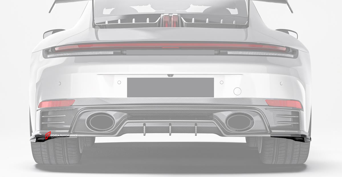 DRY CARBON REAR SIDE SPLITTER for PORSCHE 911 992.2 CARRERA 2025+