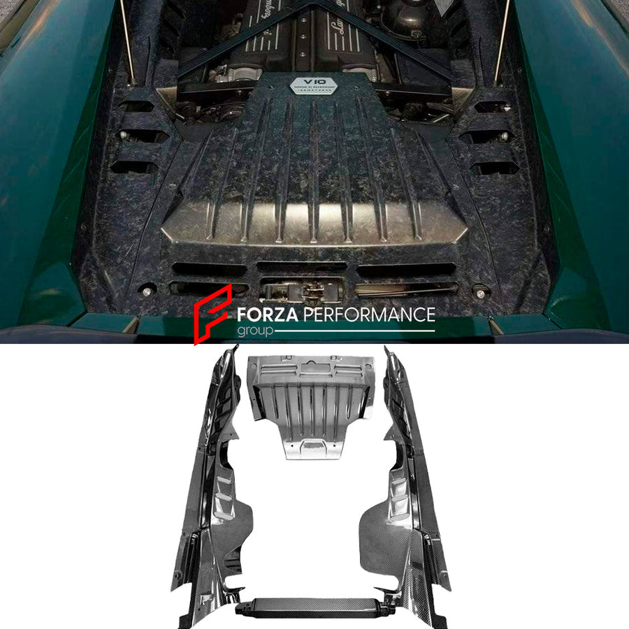 Buy Now CARBON ENGINE BAY PANEL SET for LAMBORGHINI HURACAN LP610 2014 - 2019 and upgrade car parts from SIR Tuning at the Best Price. Headlights, Tail lights, Bodykits, Navigations, body kit and more - Fast & Free Shipping within Europe, US & Worldwide.