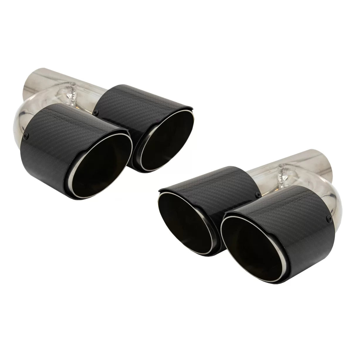 Carbon Fiber Exhaust Muffler Tips Polished Look Inlet 6.3cm – product image 1