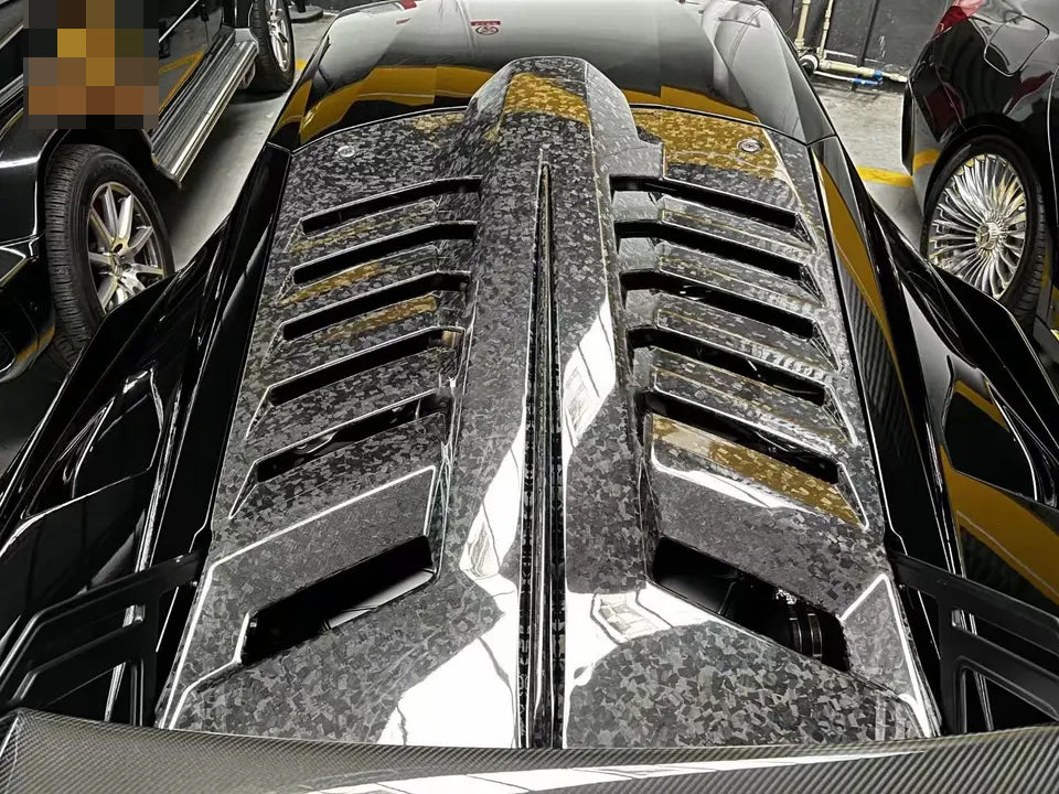 CARBON FIBER STO REAR ENGINE HOOD COVER for LAMBORGINI HURACAN LP580 LP610 EVO