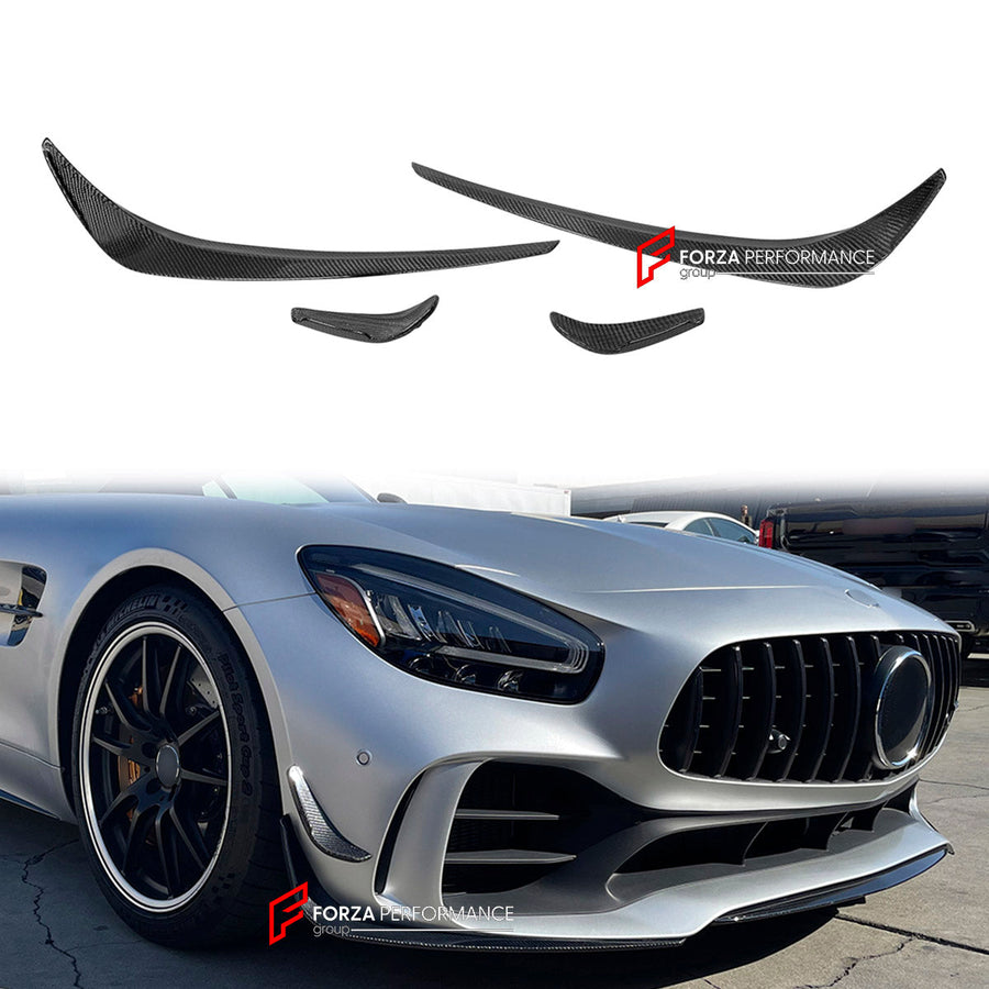 Buy Now CARBON FRONT LIP with FRONT BUMPER CANARDS for MERCEDES BENZ AMG GTR 2017 - 2021 and upgrade car parts from SIR Tuning at the Best Price. Headlights, Tail lights, Bodykits, Navigations, body kit and more - Fast & Free Shipping within Europe, US & Worldwide.