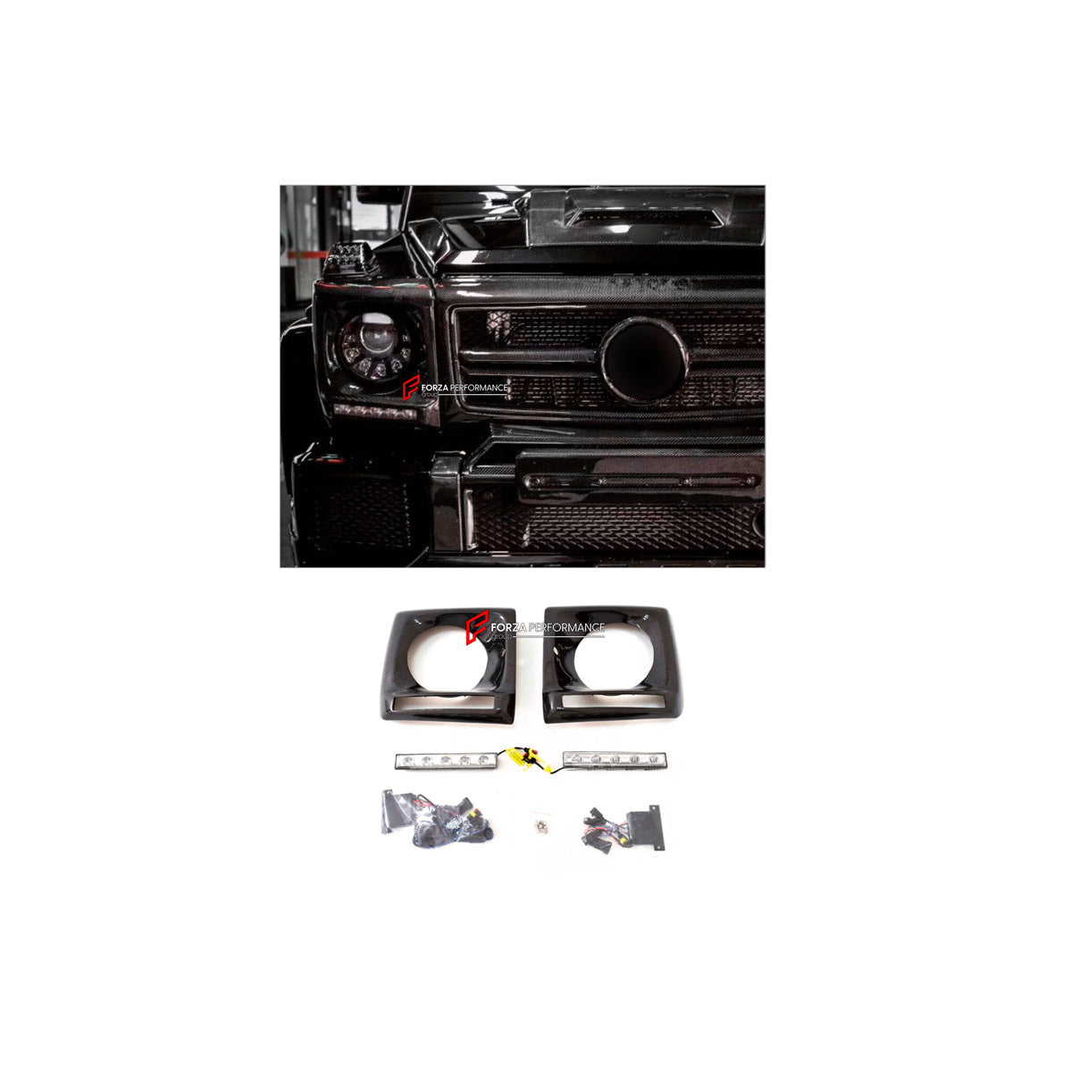 CARBON HEADLIGHT COVERS for MERCEDES-BENZ G-CLASS W463 2008 - 2018