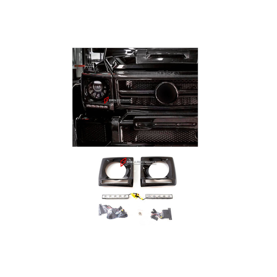 Buy Now CARBON HEADLIGHT COVERS for MERCEDES-BENZ G-CLASS W463 2008 - 2018 and upgrade car parts from SIR Tuning at the Best Price. Headlights, Tail lights, Bodykits, Navigations, Body Kit and more - Fast & Free Shipping within Europe, US & Worldwide.