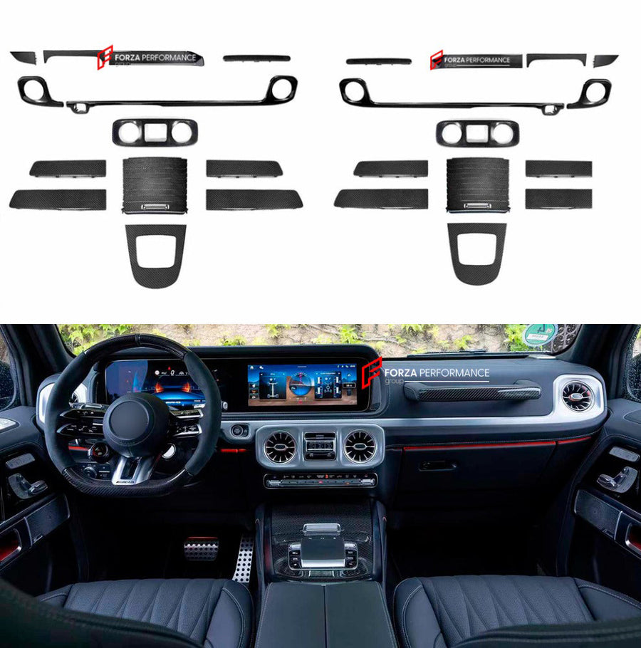 Buy Now CARBON INTERIOR TRIM KIT for MERCEDES-BENZ G-CLASS G63 W465 2024+ and upgrade car parts from SIR Tuning at the Best Price. Headlights, Tail lights, Bodykits, Navigations, Accessories and more - Fast & Free Shipping within Europe, US & Worldwide.