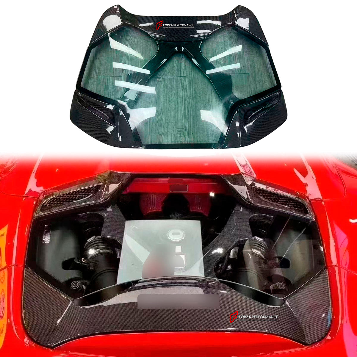 CARBON REAR ENGINE HOOD COVER for FERRARI 488 GTB 2015 - 2020