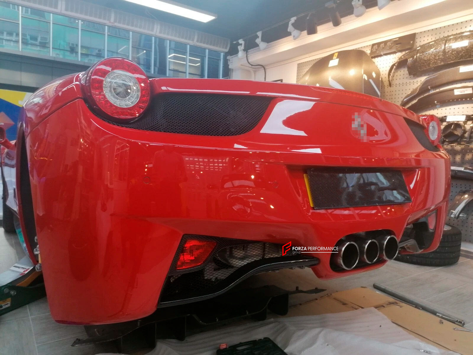 CARBON REAR FOG LIGHT SURROUND COVER for FERRARI 458 ITALIA 2009 - 2015