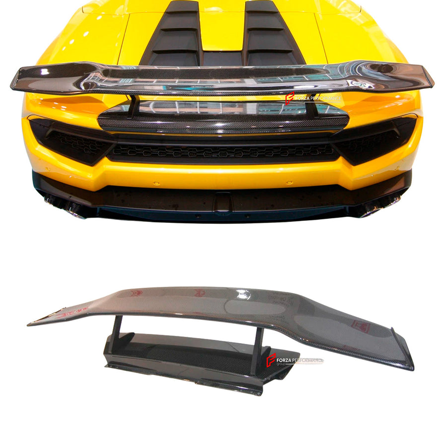 Buy Now CARBON REAR SPOILER WITH BASE for LAMBORGHINI HURACAN LP580 LP610 SPYDER 2016 - 2019 and upgrade car parts from SIR Tuning at the Best Price. Headlights, Tail lights, Bodykits, Navigations, body kit and more - Fast & Free Shipping within Europe, US & Worldwide.