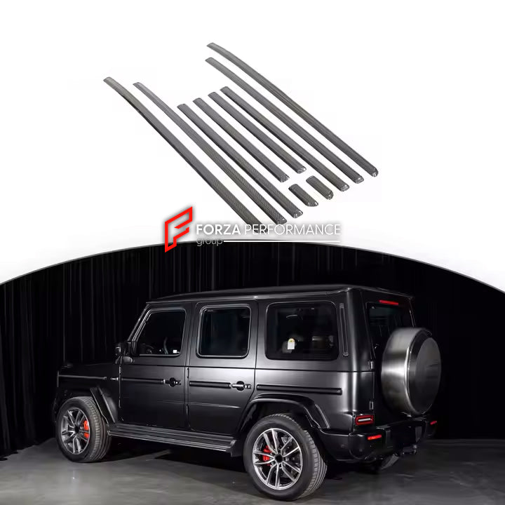 Buy Now CARBON SIDE MOLDING TRIMS for MERCEDES BENZ AMG G63 W465 G350 G500 G550 AMG G63 2024+ and upgrade car parts from SIR Tuning at the Best Price. Headlights, Tail lights, Bodykits, Navigations, Carbon body kit and more - Fast & Free Shipping within Europe, US & Worldwide.