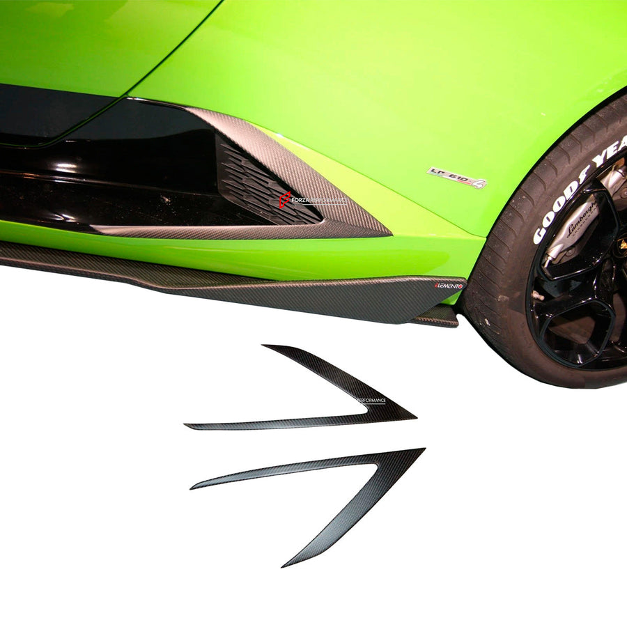 Buy Now CARBON SIDE SKIRT AIR SCOOP TRIMS for LAMBORGHINI HURACAN LP580 LP610 COUPE SPYDER 2014 - 2019 and upgrade car parts from SIR Tuning at the Best Price. Headlights, Tail lights, Bodykits, Navigations, body kit and more - Fast & Free Shipping within Europe, US & Worldwide.