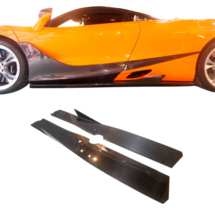 Buy Now CARBON SIDE SKIRTS for MCLAREN 720S COUPE 2017 - 2023 750S 2023+ and upgrade car parts from SIR Tuning at the Best Price. Headlights, Tail lights, Bodykits, Navigations, body kit and more - Fast & Free Shipping within Europe, US & Worldwide.
