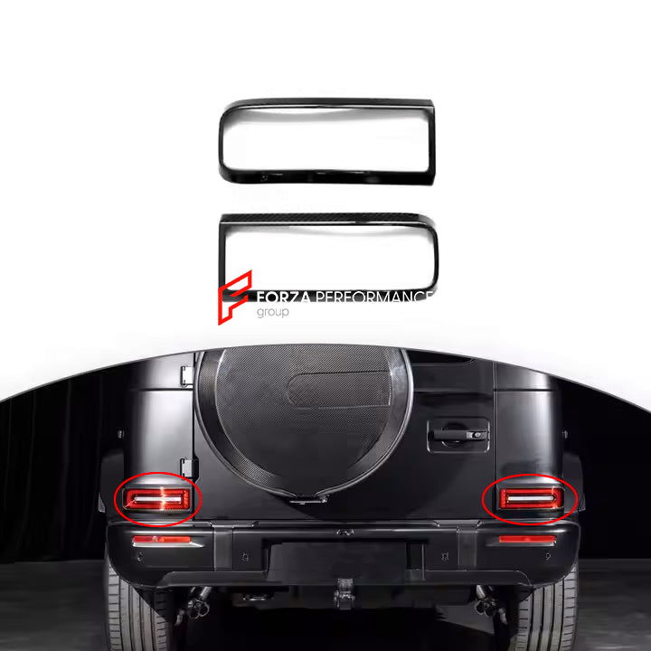 Buy Now CARBON TAILLIGHTS FRAME COVERS for MERCEDES BENZ AMG G63 W465 G350 G500 G550 AMG G63 2024+ and upgrade car parts from SIR Tuning at the Best Price. Headlights, Tail lights, Bodykits, Navigations, Carbon body kit and more - Fast & Free Shipping within Europe, US & Worldwide.