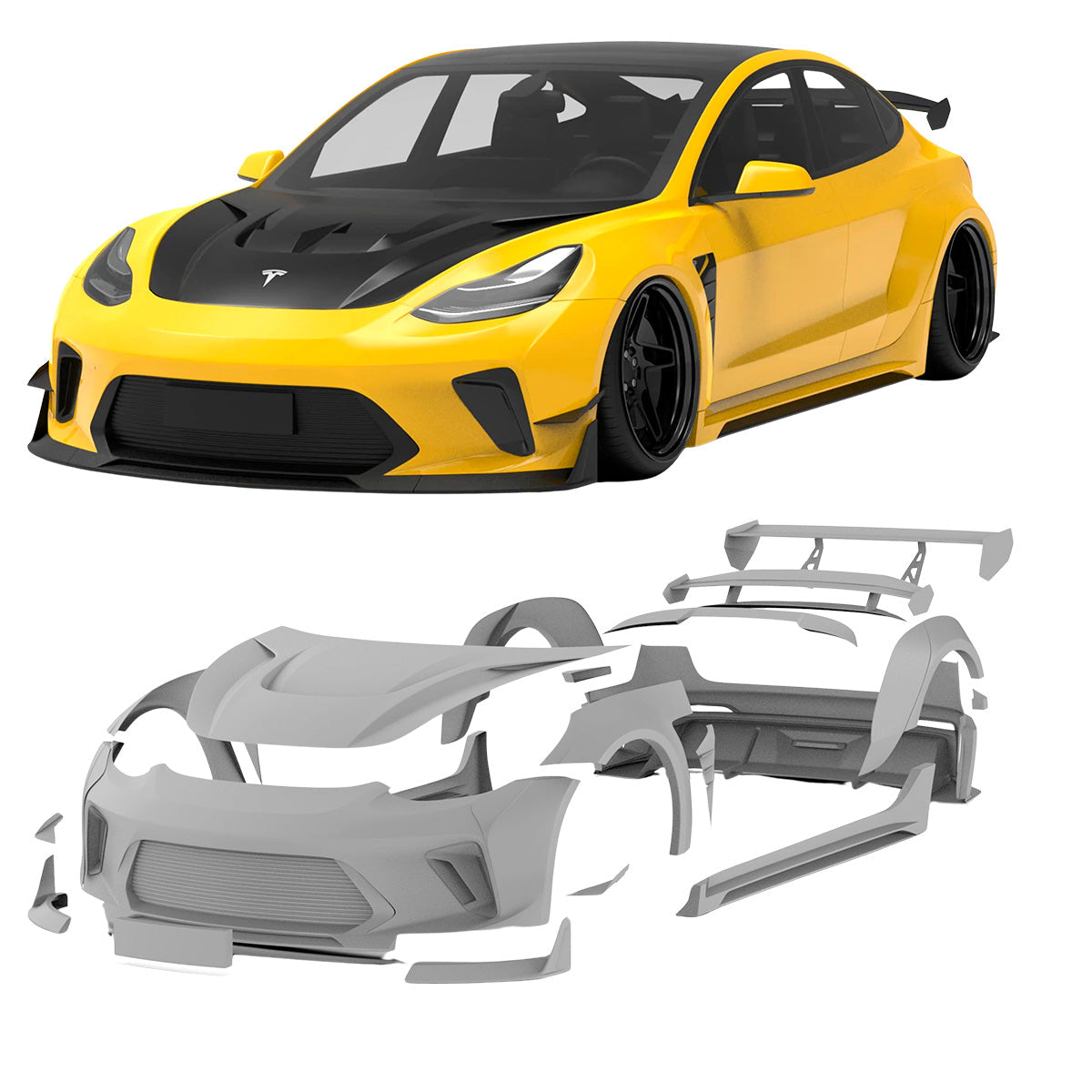 CARBON WIDE BODY KIT for TESLA MODEL 3 2017 - 2023
