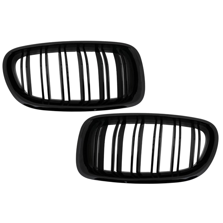 Central Grilles Kidney Grilles suitable for BMW 5 Series F10 F11 (2010-2017) Double Stripe M Design Piano Black – product ima