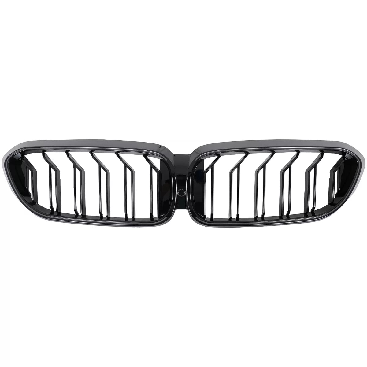 Central Kidney Grilles with LED suitable for BMW 5 Series G30 G31 Sedan Touring (2017-2019) Double Stripe Design Piano Black 