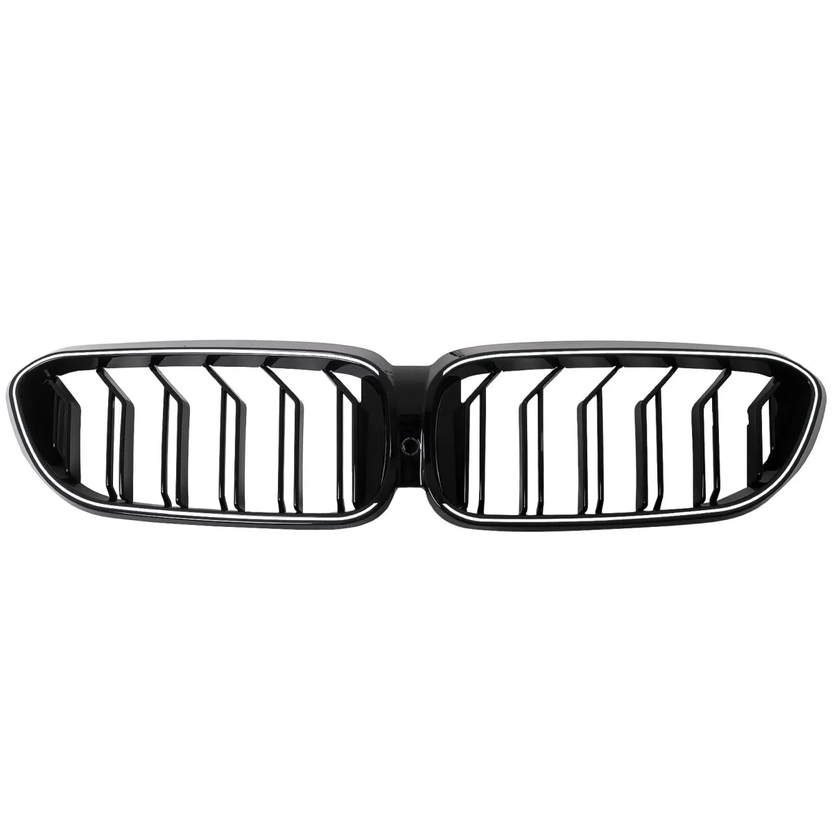 Central Kidney Grilles with LED suitable for BMW 5 Series G30 G31 Sedan Touring (2017-2019) Double Stripe Design Piano Black 