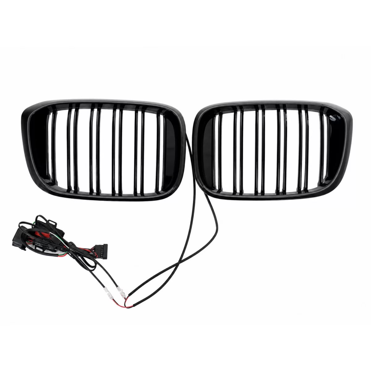 Central Kidney Grilles With LED suitable for BMW X3 G01 (11.2017-2020) X4 G02 (02.2018-2020) Double Stripe Piano Black – prod
