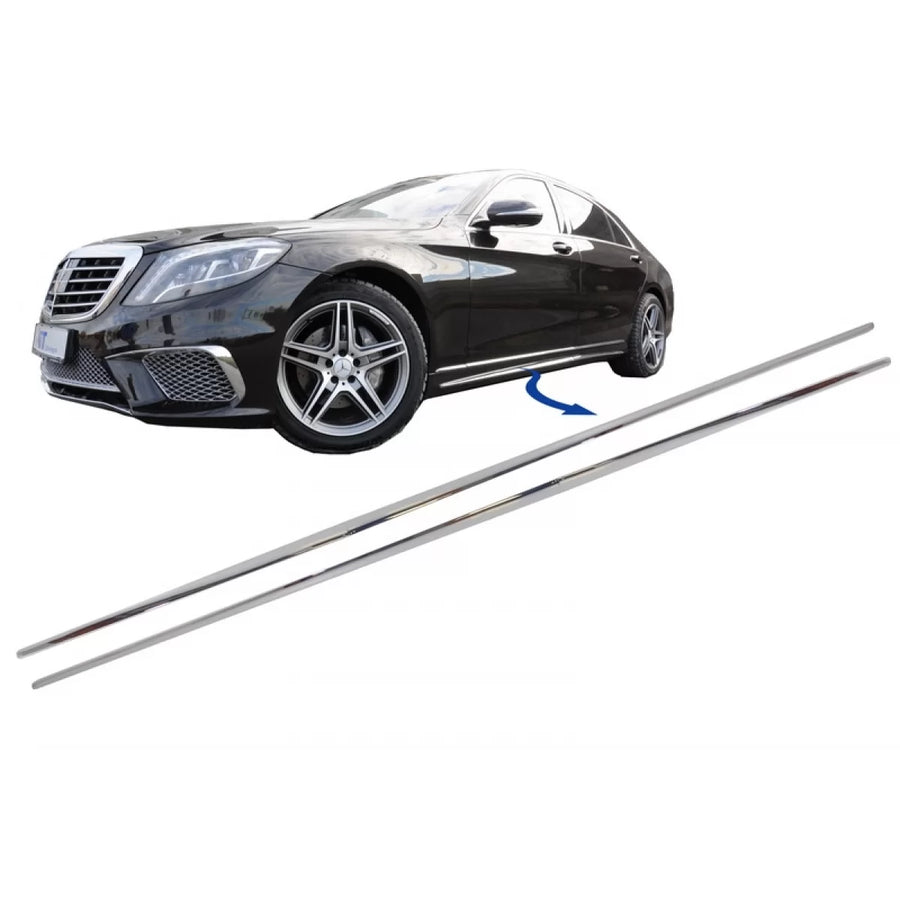 Chrome Parts Trim Strips Side Skirts suitable for Mercedes S-Class W222 (2013-2020) S65 S63 Design – product image 1
