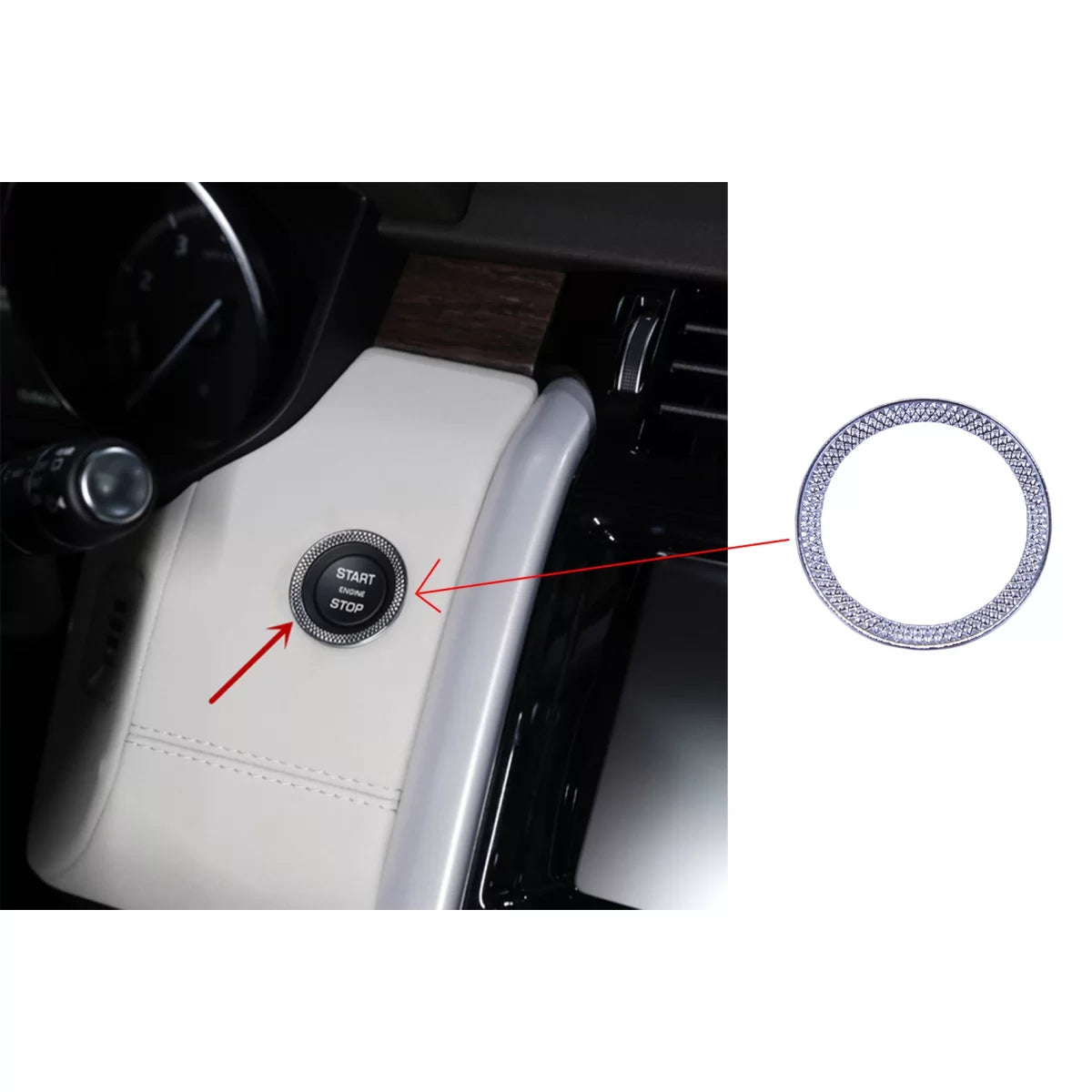 Chrome Ring Frame start button suitable for Land Rover Discovery 5 L462 (2017-) Discovery Sport L550 (2014-) Range Rover Spor