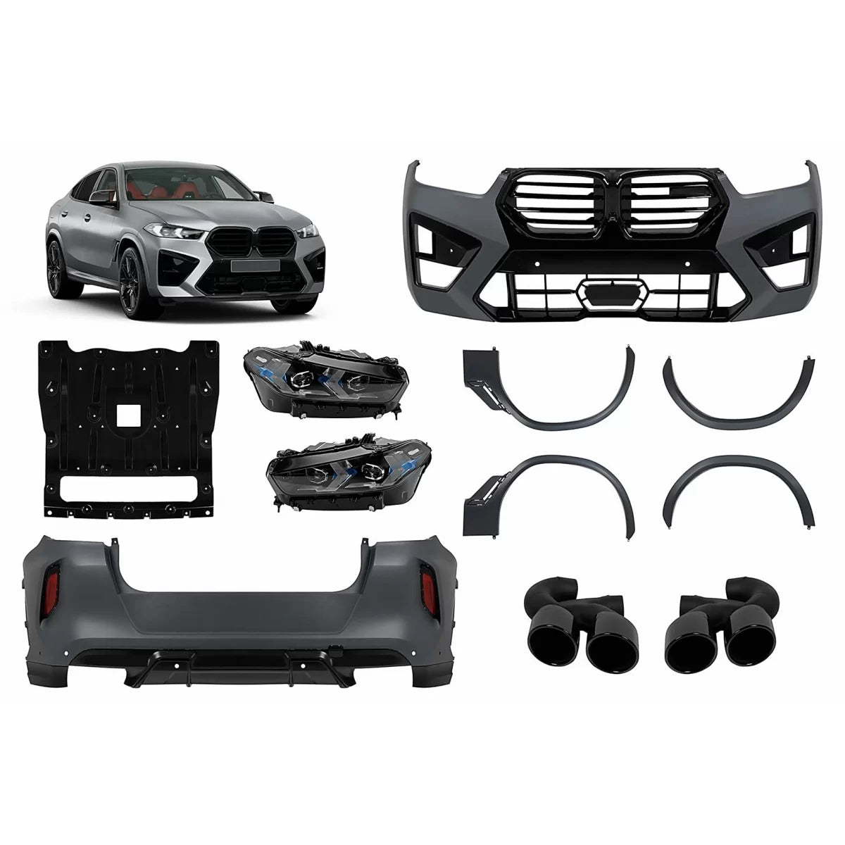 Complete Body Kit suitable for BMW X6 G06 (2019-up) conversion to LCI 2023 X6M Design – product image 1