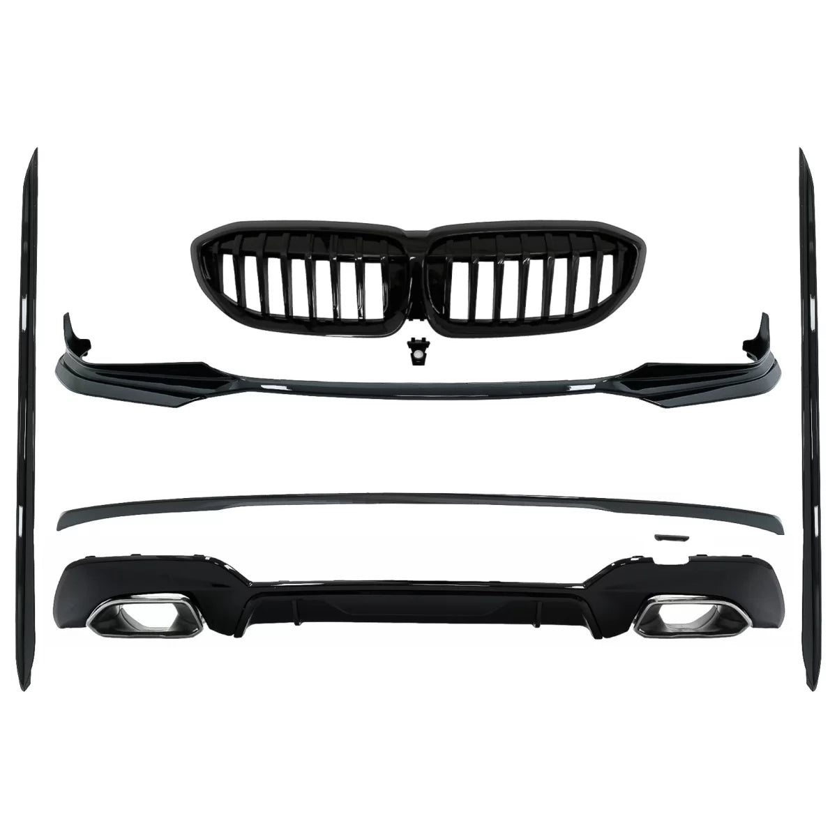 Complete Body Kit Extensions suitable for BMW 3 Series G20 Sedan (2018-2022) M340i Design Silver Tips – product image 1