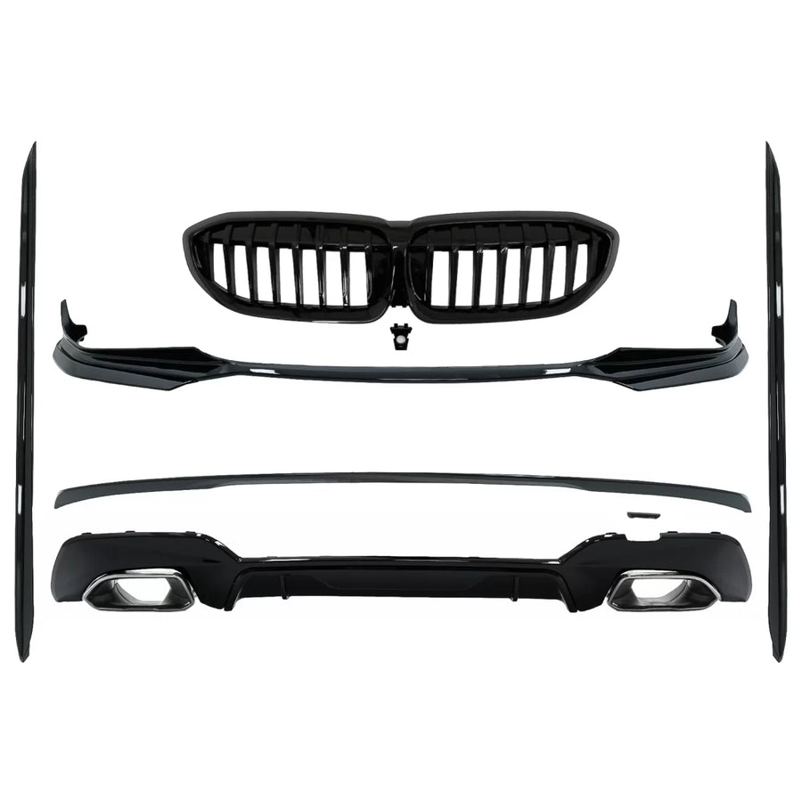 Complete Body Kit Extensions suitable for BMW 3 Series G20 Sedan (2018-2022) M340i Design Silver Tips – product image 1