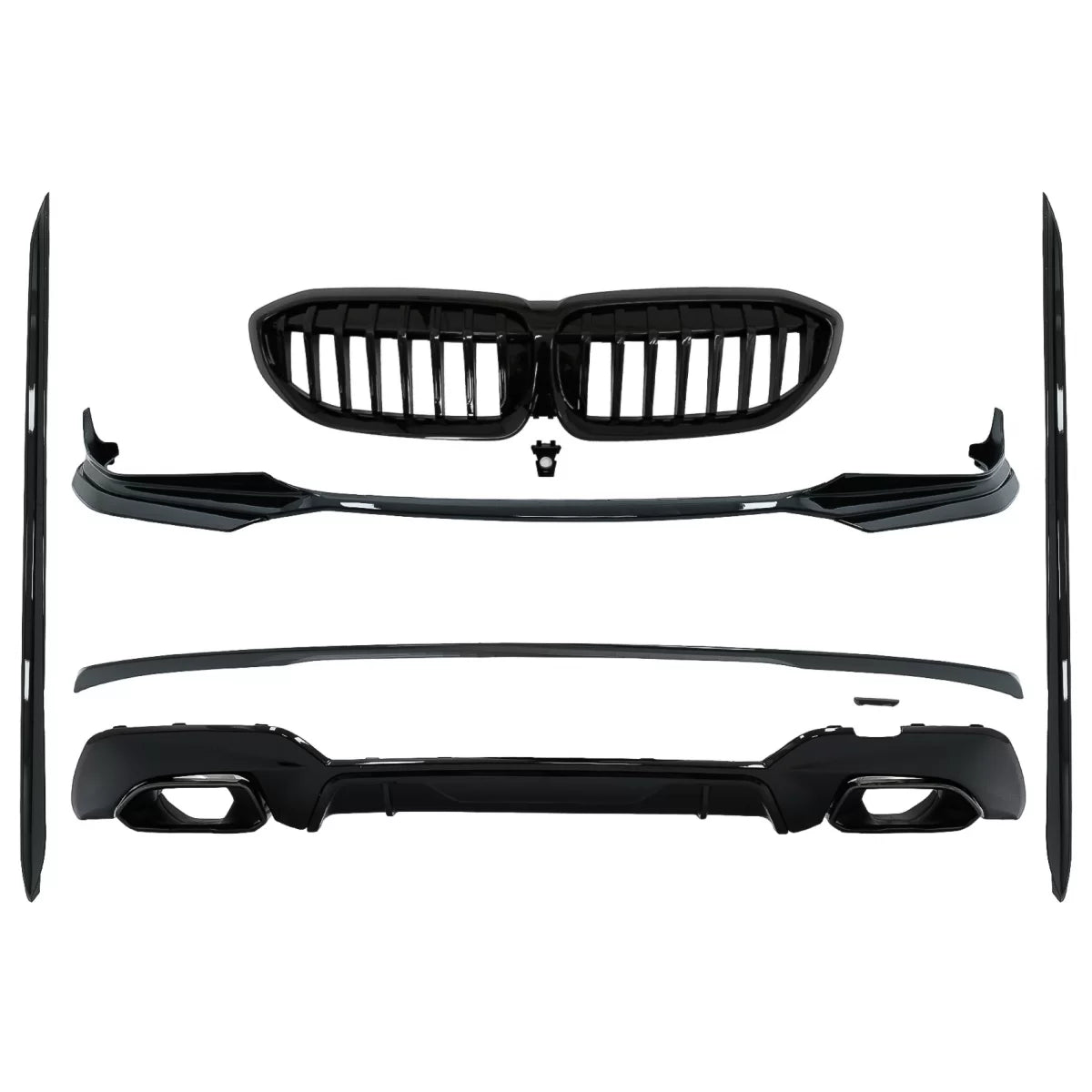Complete Body Kit Extensions suitable for BMW 3 Series G20 Sedan (2018-2022) M340i Design Black Tips – product image 1
