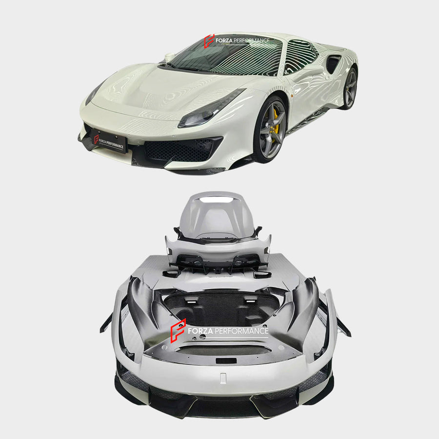 Buy Now CONVERSION BODY KIT for FERRARI 488 SPIDER 2015 - 2020 UPGRADE to 488 PISTA 2018 - 2020 and upgrade car parts from SIR Tuning at the Best Price. Headlights, Tail lights, Bodykits, Navigations, Carbon body kit and more - Fast & Free Shipping within Europe, US & Worldwide.
