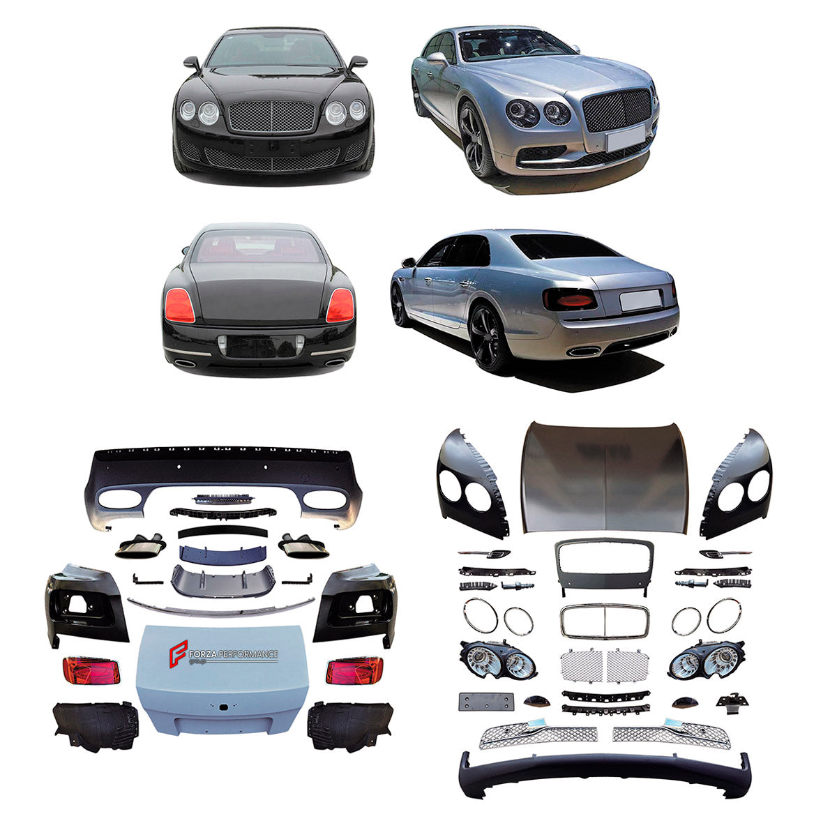 CONVERSION BODY KIT for BENTLEY FLYING SPUR 2005 - 2012 UPGRADE to FLYING SPUR 2013 - 2019