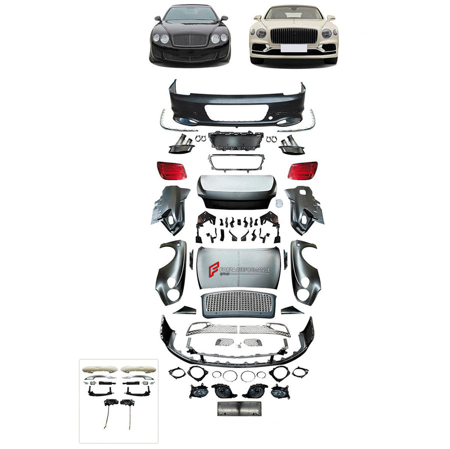 Buy Now CONVERSION BODY KIT for BENTLEY FLYING SPUR 2005 - 2019 UPGRADE to FLYING SPUR 2020+ and upgrade car parts from SIR Tuning at the Best Price. Headlights, Tail lights, Bodykits, Navigations, Body Kit and more - Fast & Free Shipping within Europe, US & Worldwide.