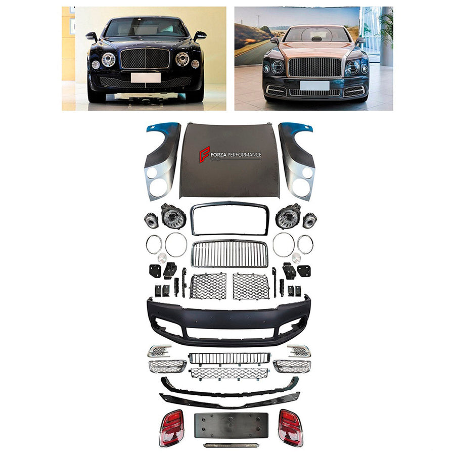 Buy Now CONVERSION BODY KIT for BENTLEY MULSANNE 2009 - 2016 UPGRADE to MULSANNE 2017+ and upgrade car parts from SIR Tuning at the Best Price. Headlights, Tail lights, Bodykits, Navigations, Body Kit and more - Fast & Free Shipping within Europe, US & Worldwide.