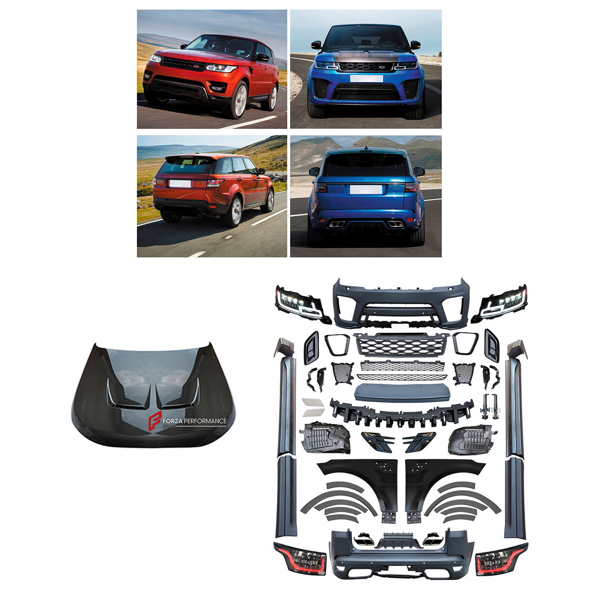 CONVERSION BODY KIT for LAND ROVER RANGE ROVER SPORT 2014 - 2017 UPGRADE to SPORT SVR FACELIFT 2022+