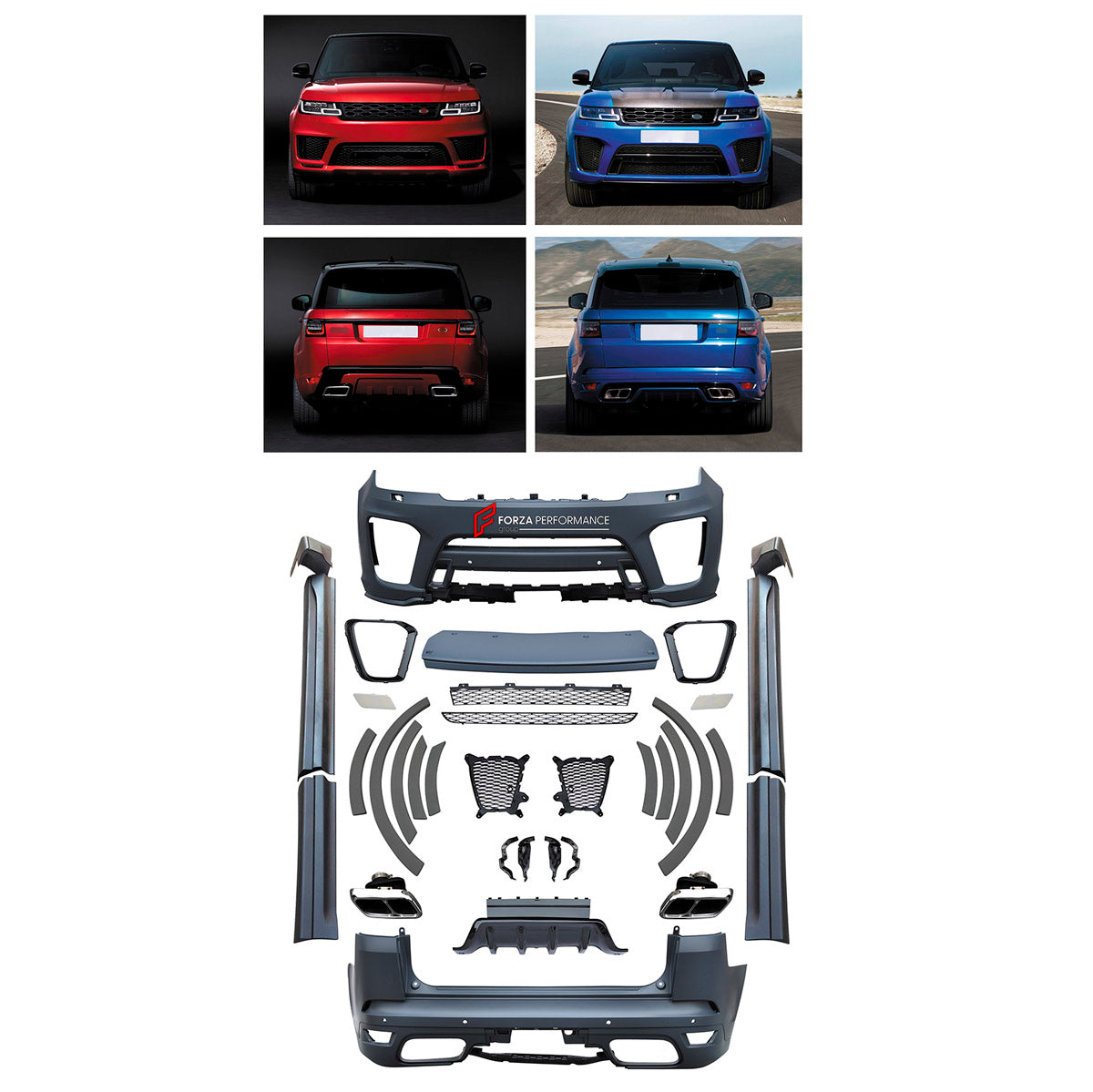 CONVERSION BODY KIT for LAND ROVER RANGE ROVER SPORT SVR 2018 - 2022 UPGRADE to SPORT SVR 2020 - 2022
