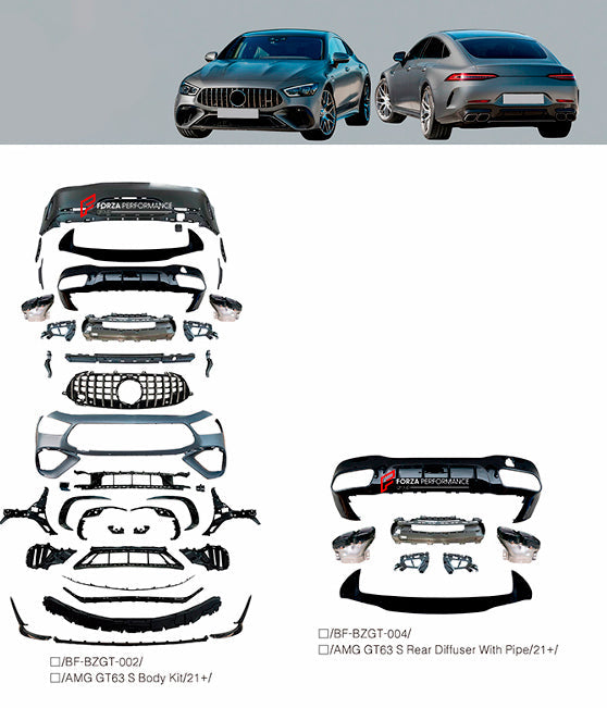 CONVERSION BODY KIT for MERCEDES BENZ AMG GT X290 GT43 GT50 GT53 UPGRADE to GT63 2018+